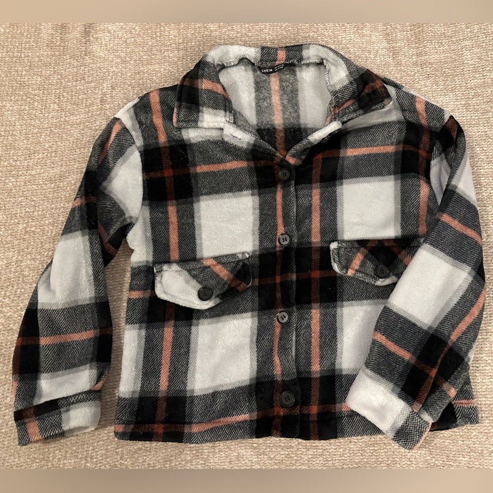 Plaid Plush Shacket - Size Medium